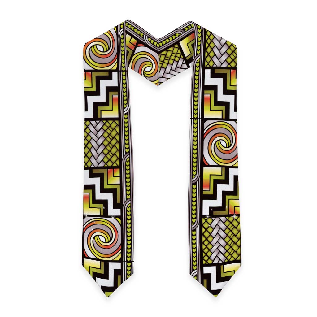 Maori Matariki Graduation Stole Yellow Galaxy Aesthetic Koru Art LT01 - Polynesian Pride