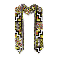 Maori Matariki Graduation Stole Yellow Galaxy Aesthetic Koru Art LT01 - Polynesian Pride