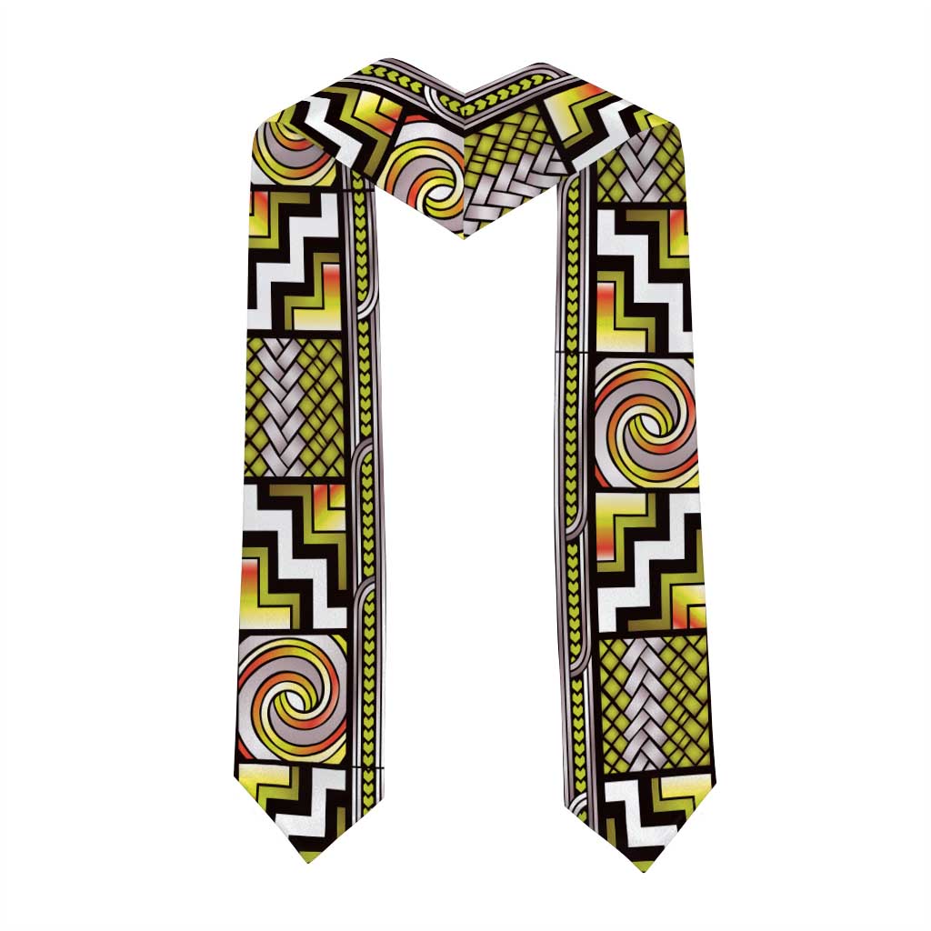 Maori Matariki Graduation Stole Yellow Galaxy Aesthetic Koru Art LT01 - Polynesian Pride