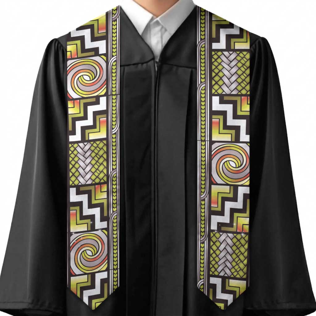 Maori Matariki Graduation Stole Yellow Galaxy Aesthetic Koru Art LT01 - Polynesian Pride