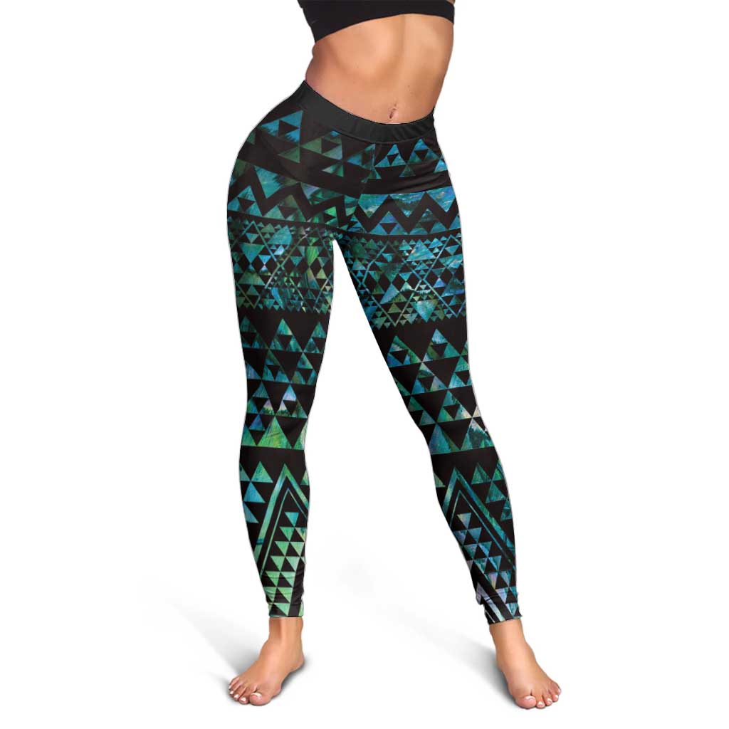 Maori Niho Taniwha Te Wheiao Leggings Paua Shell - Polynesian Pride
