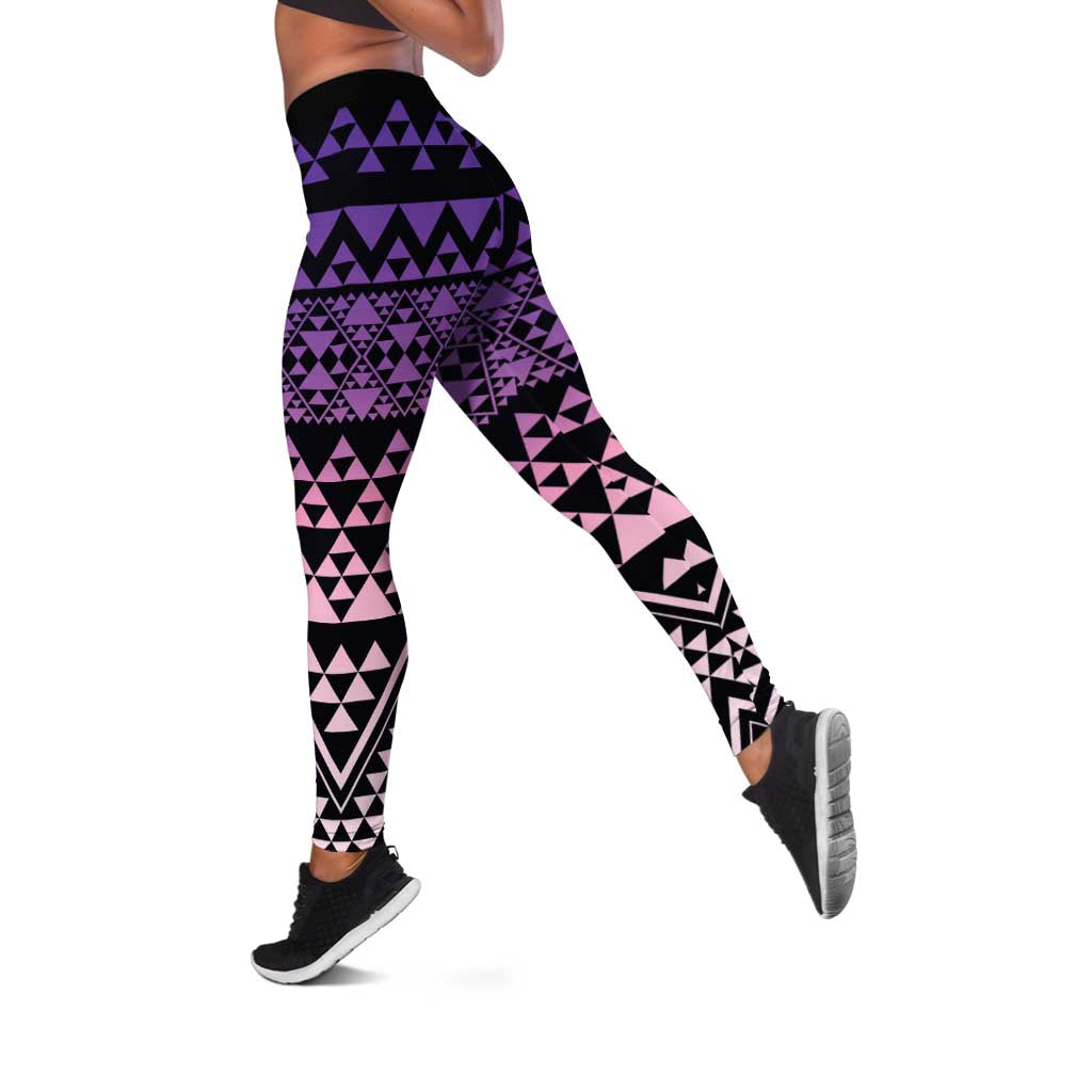 Maori Niho Taniwha Te Wheiao Leggings Waiporoporo - Polynesian Pride