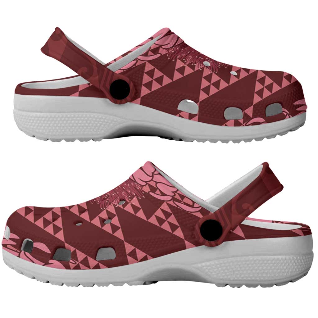 Maroon Aloha Hawaii Clogs Shoes Hawaiian Kakau Ohia Lehua Lei - Polynesian Pride