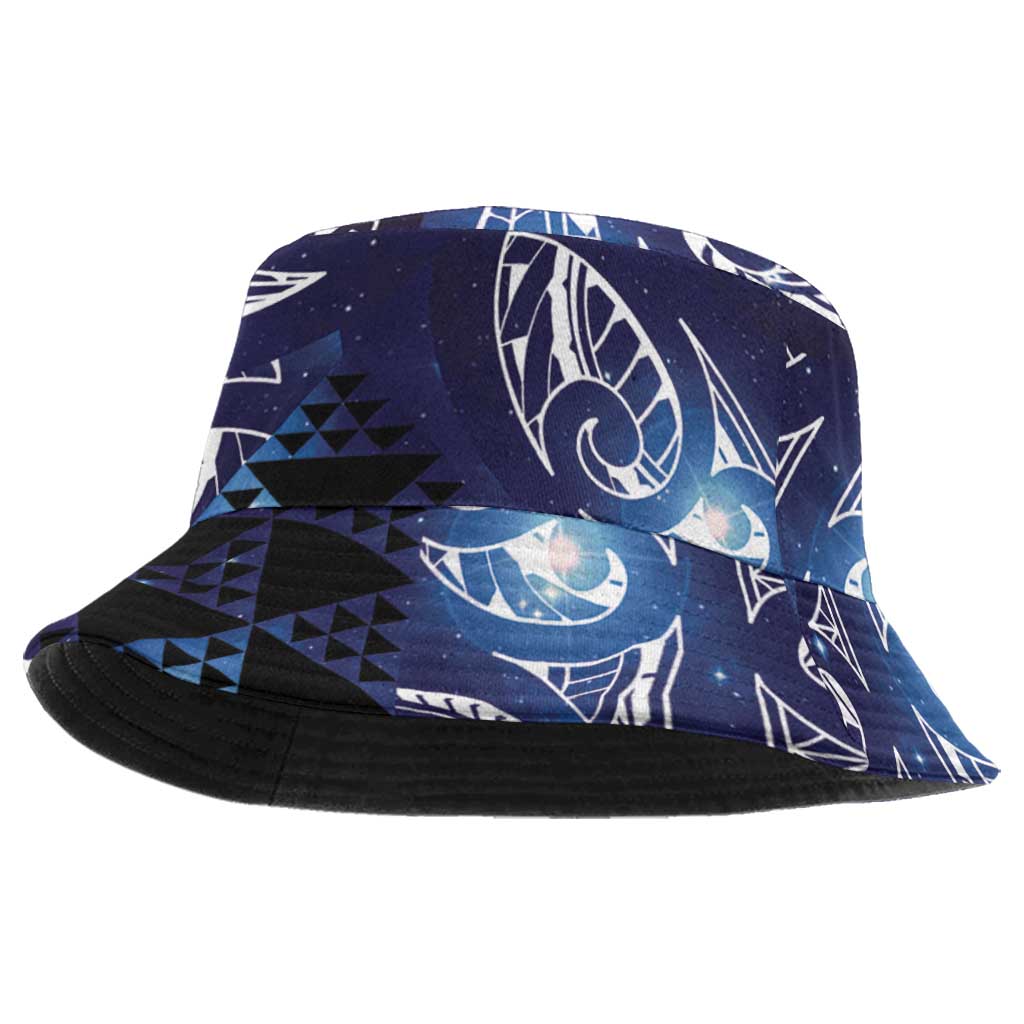 Matariki New Zealand Bucket Hat NZ Niho Taniwha Maori New Year Blue Galaxy