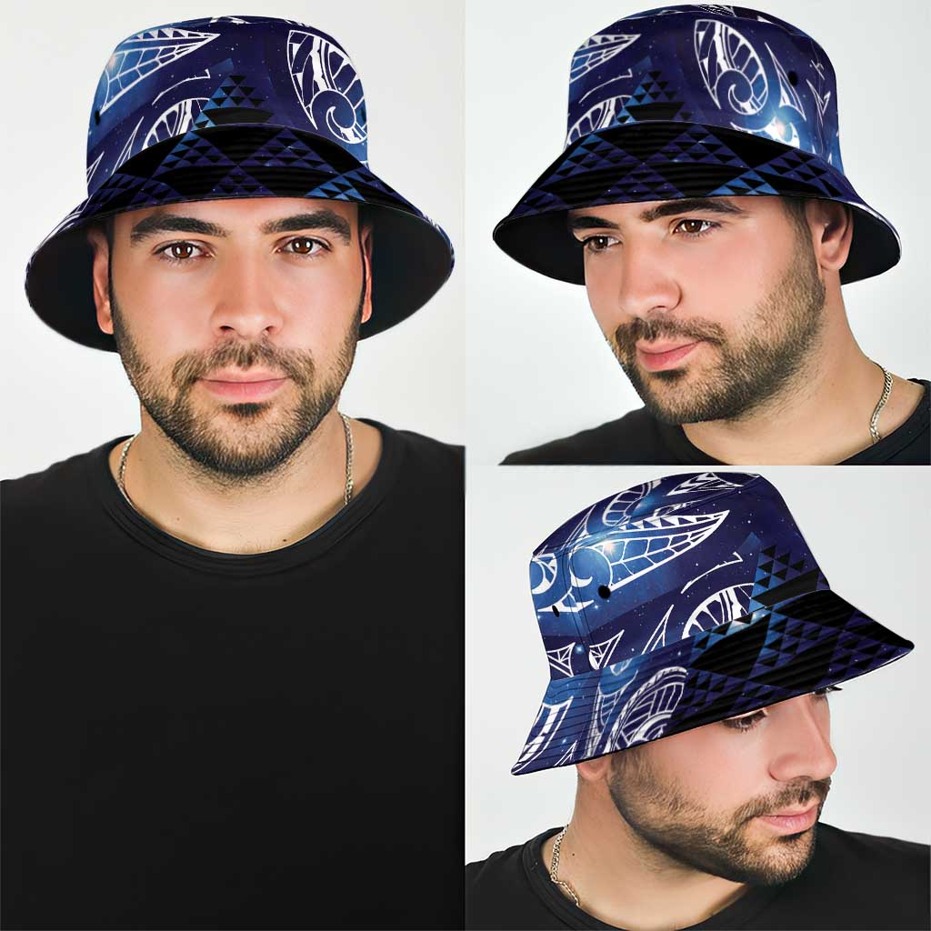 Matariki New Zealand Bucket Hat NZ Niho Taniwha Maori New Year Blue Galaxy LT14 - Polynesian Pride