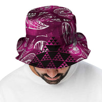 Matariki New Zealand Bucket Hat NZ Niho Taniwha Maori New Year Pink Galaxy LT14 - Polynesian Pride