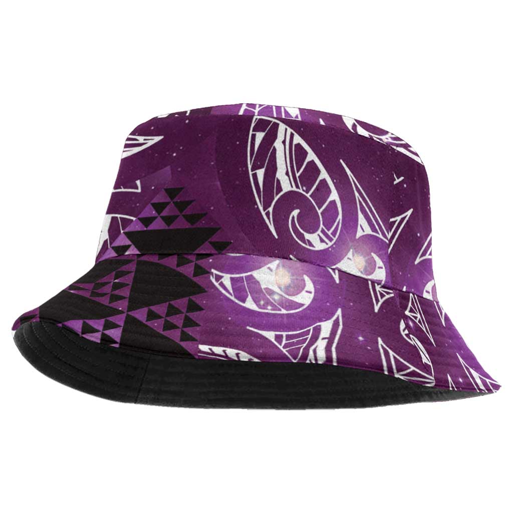 Matariki New Zealand Bucket Hat NZ Niho Taniwha Maori New Year Purple Galaxy