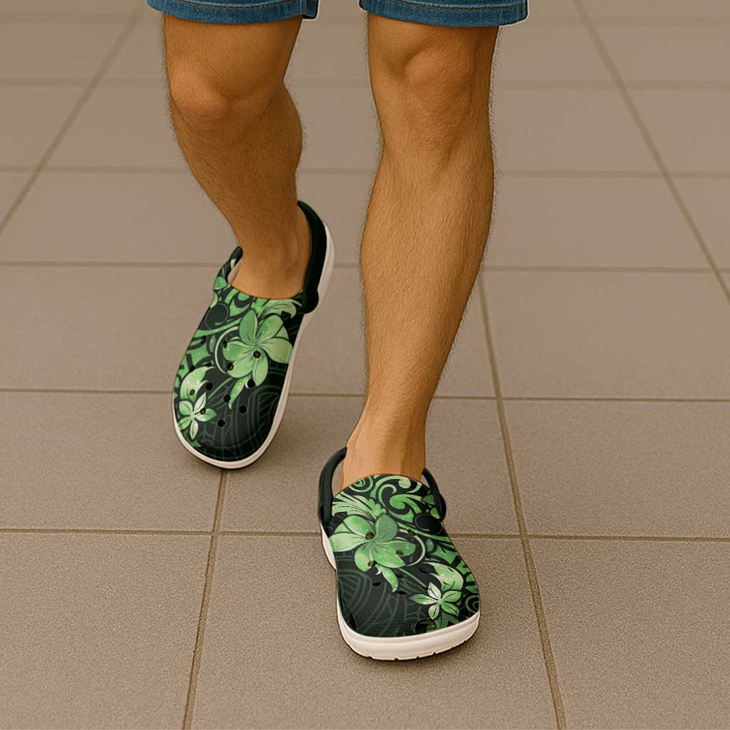 Matariki New Zealand Clogs Shoes Maori Pattern Green Galaxy - Polynesian Pride