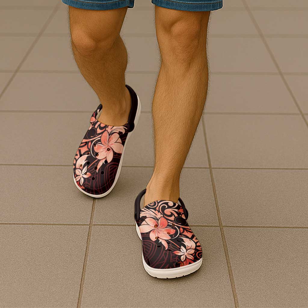 Matariki New Zealand Clogs Shoes Maori Pattern Red Galaxy - Polynesian Pride