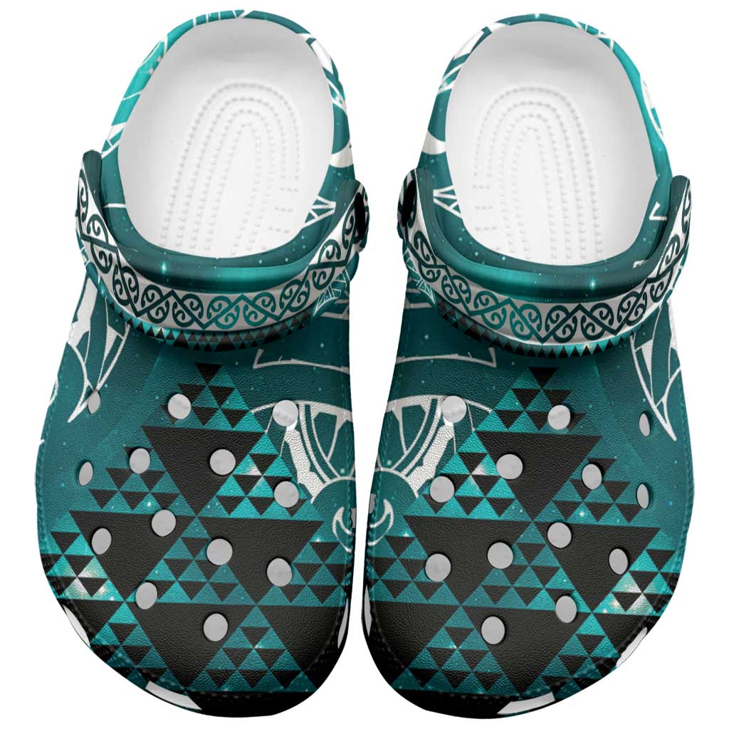 Matariki New Zealand Clogs Shoes NZ Niho Taniwha Maori New Year Cyan Galaxy