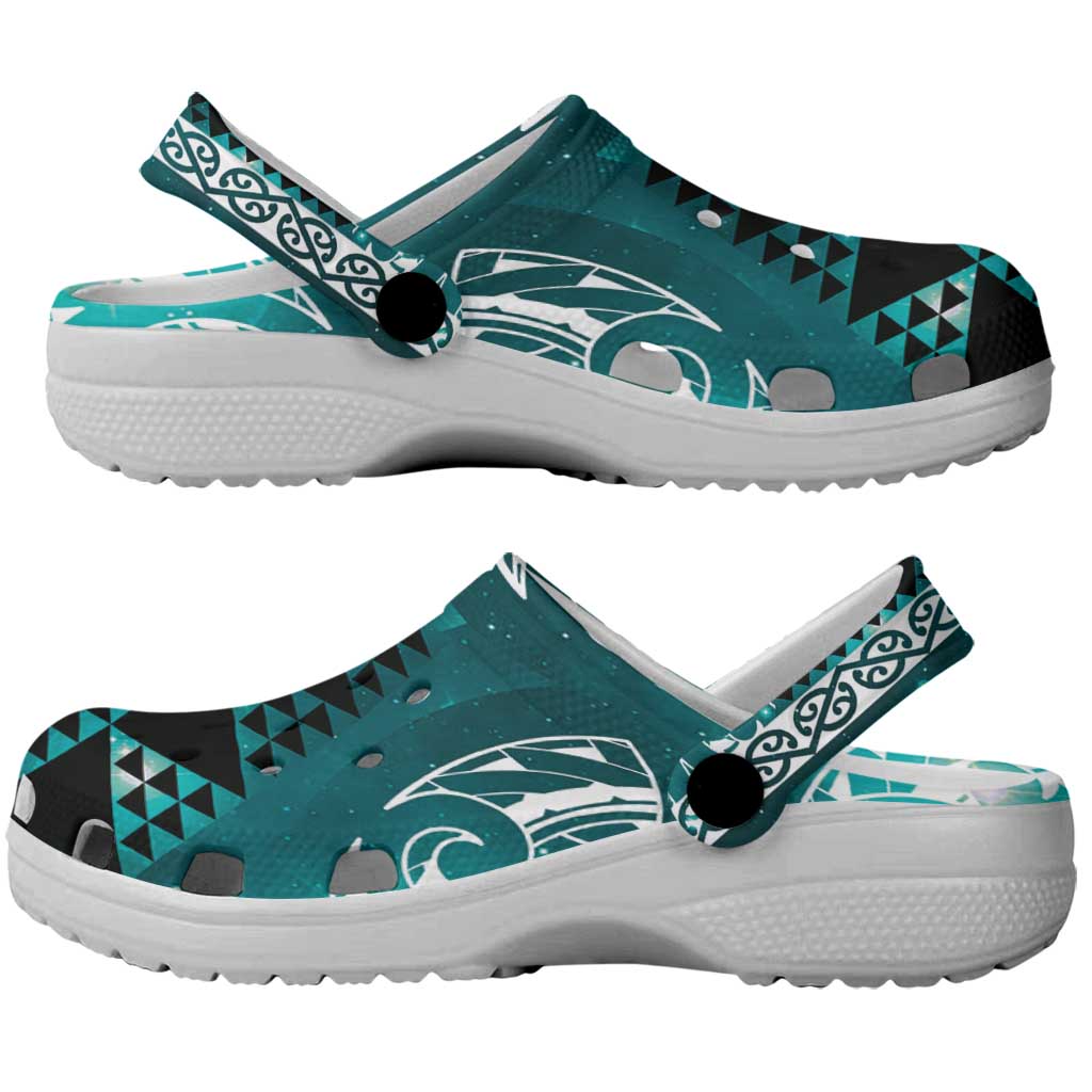 Matariki New Zealand Clogs Shoes NZ Niho Taniwha Maori New Year Cyan Galaxy