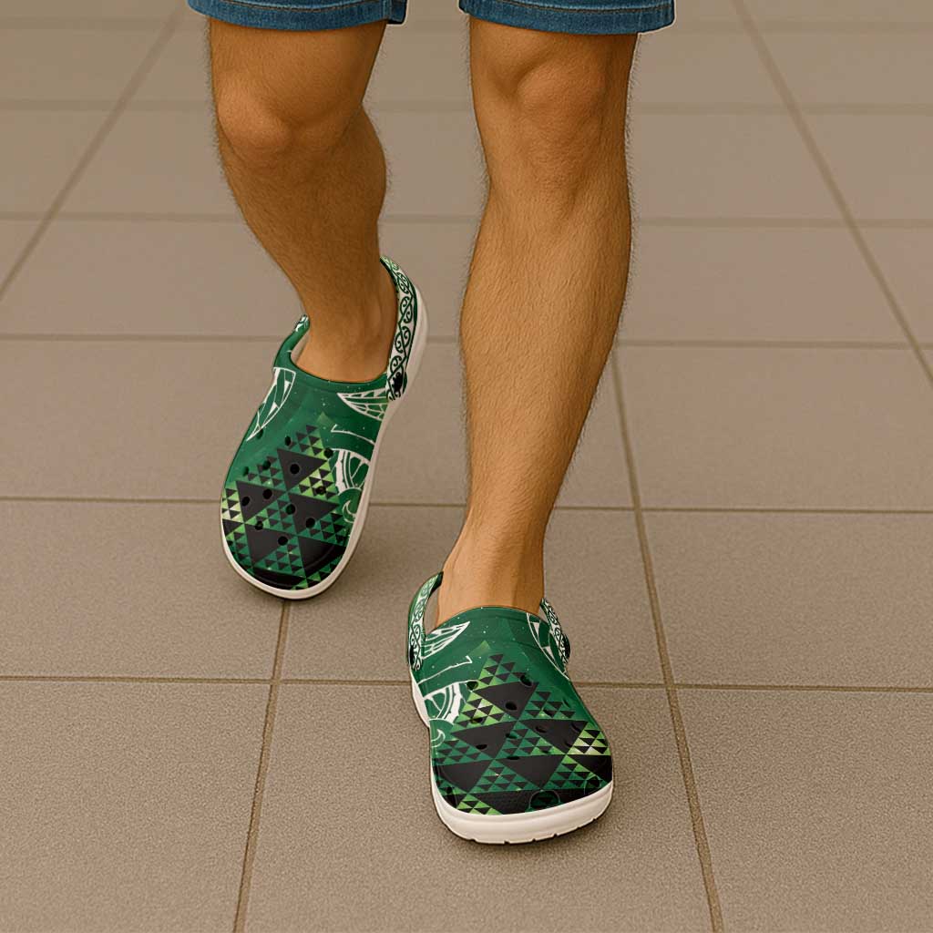 Matariki New Zealand Clogs Shoes NZ Niho Taniwha Maori New Year Green Galaxy