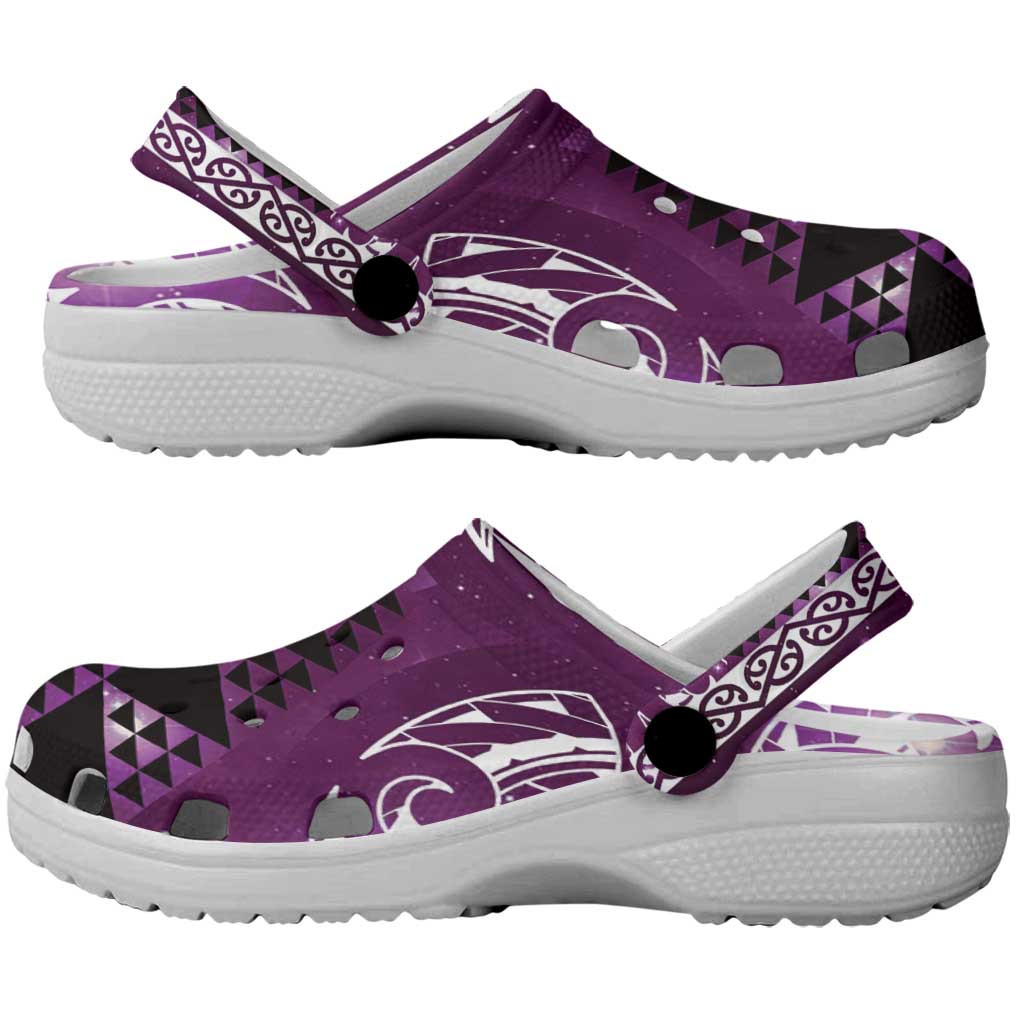 Matariki New Zealand Clogs Shoes NZ Niho Taniwha Maori New Year Purple Galaxy LT14 - Polynesian Pride
