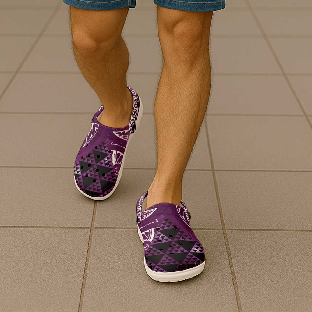 Matariki New Zealand Clogs Shoes NZ Niho Taniwha Maori New Year Purple Galaxy LT14 - Polynesian Pride