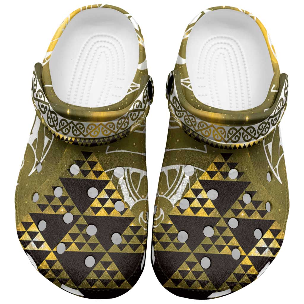 Matariki New Zealand Clogs Shoes NZ Niho Taniwha Maori New Year Yellow Galaxy LT14 Yellow - Polynesian Pride