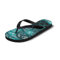 Matariki New Zealand Flip Flops NZ Niho Taniwha Maori New Year Cyan Galaxy LT14 - Polynesian Pride