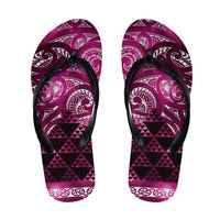 Matariki New Zealand Flip Flops NZ Niho Taniwha Maori New Year Pink Galaxy LT14 Pink - Polynesian Pride