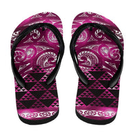 Matariki New Zealand Flip Flops NZ Niho Taniwha Maori New Year Pink Galaxy LT14 - Polynesian Pride