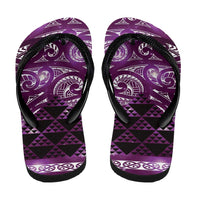Matariki New Zealand Flip Flops NZ Niho Taniwha Maori New Year Purple Galaxy LT14 - Polynesian Pride