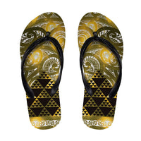 Matariki New Zealand Flip Flops NZ Niho Taniwha Maori New Year Yellow Galaxy LT14 Yellow - Polynesian Pride