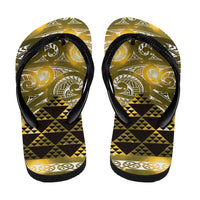 Matariki New Zealand Flip Flops NZ Niho Taniwha Maori New Year Yellow Galaxy LT14 - Polynesian Pride