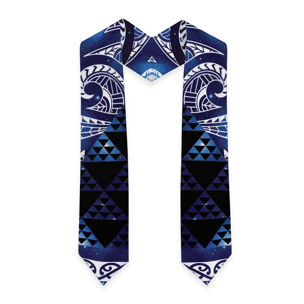 Matariki New Zealand Graduation Stole NZ Niho Taniwha Maori New Year Blue Galaxy LT14 - Polynesian Pride