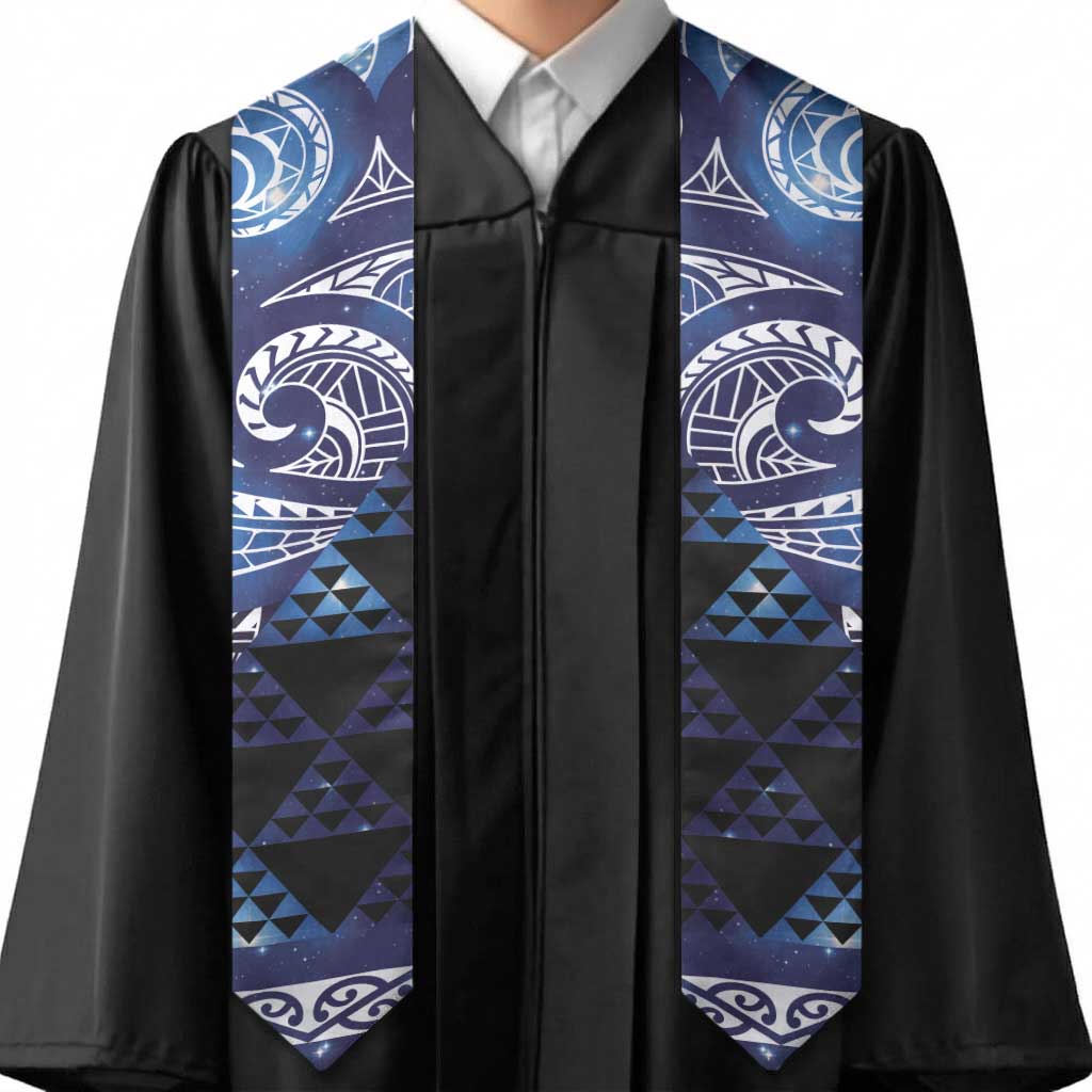 Matariki New Zealand Graduation Stole NZ Niho Taniwha Maori New Year Blue Galaxy LT14 - Polynesian Pride