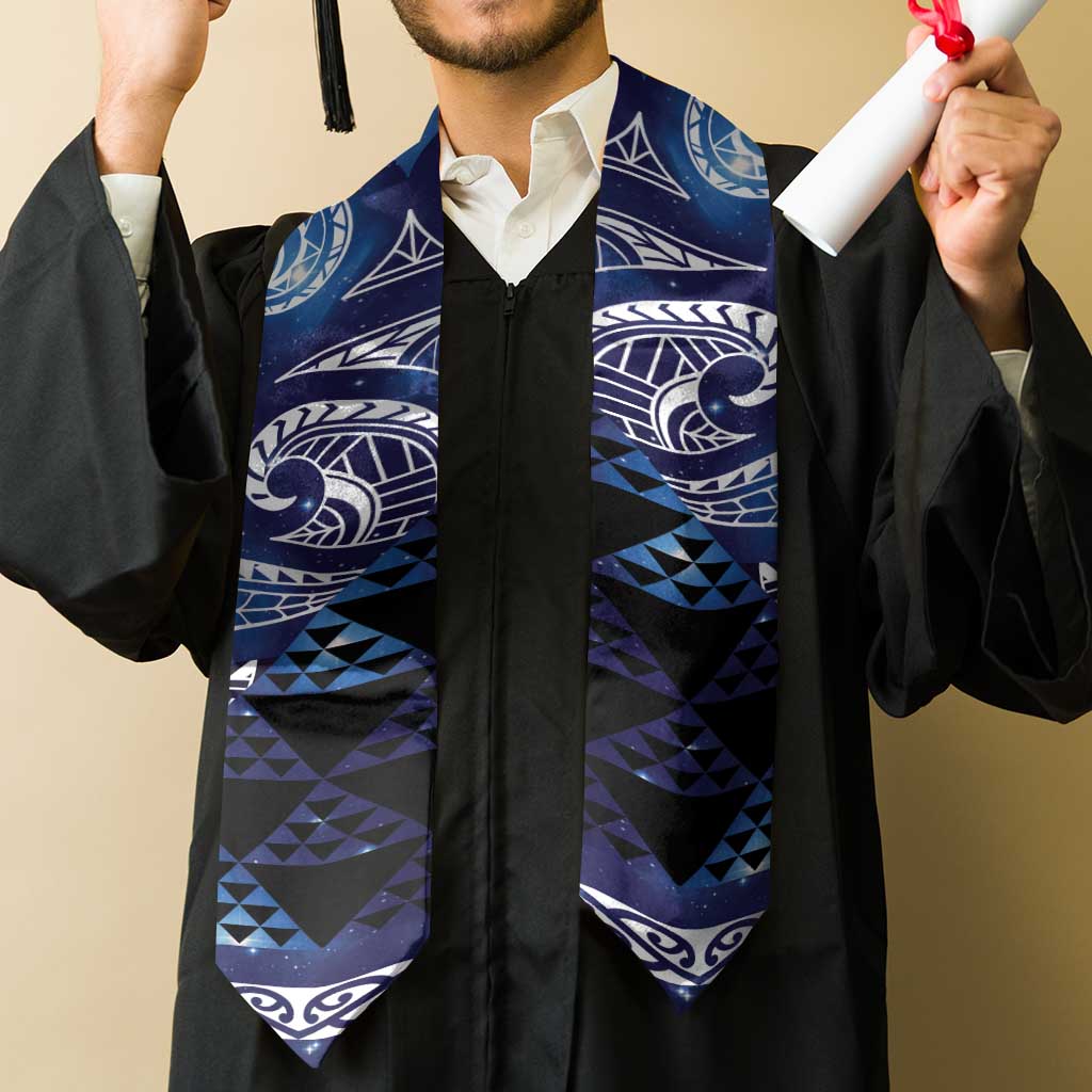 Matariki New Zealand Graduation Stole NZ Niho Taniwha Maori New Year Blue Galaxy LT14 - Polynesian Pride