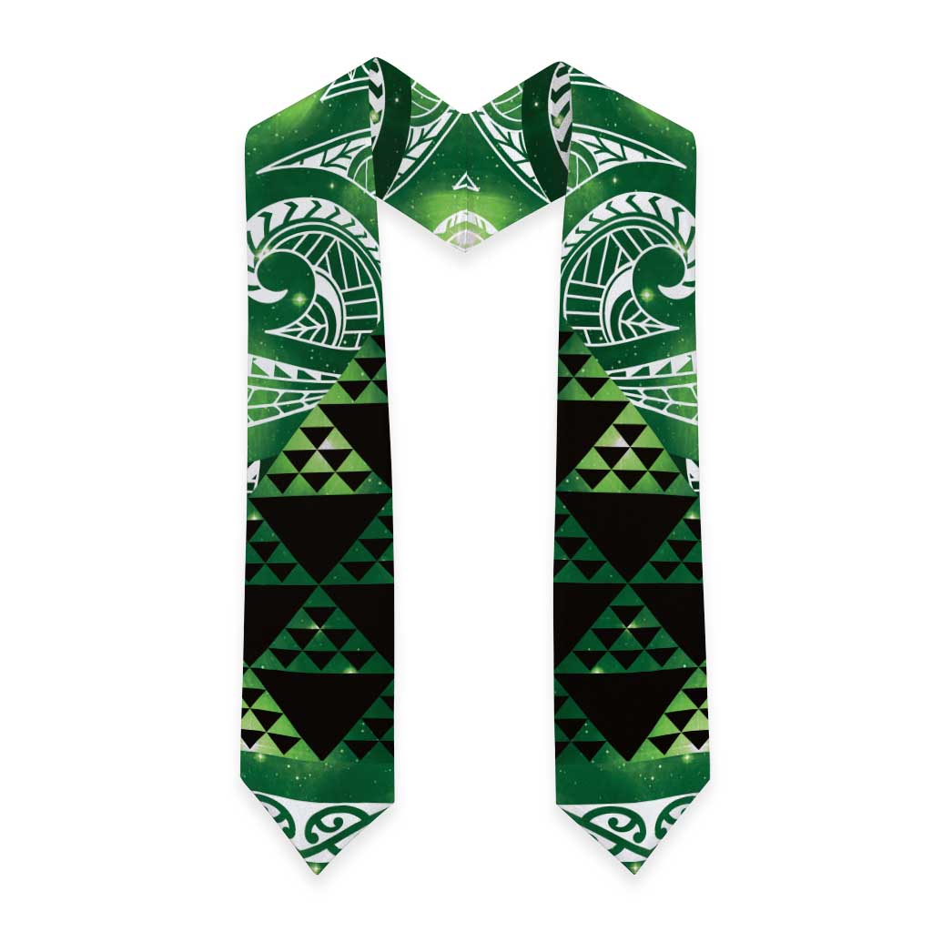 Matariki New Zealand Graduation Stole NZ Niho Taniwha Maori New Year Green Galaxy