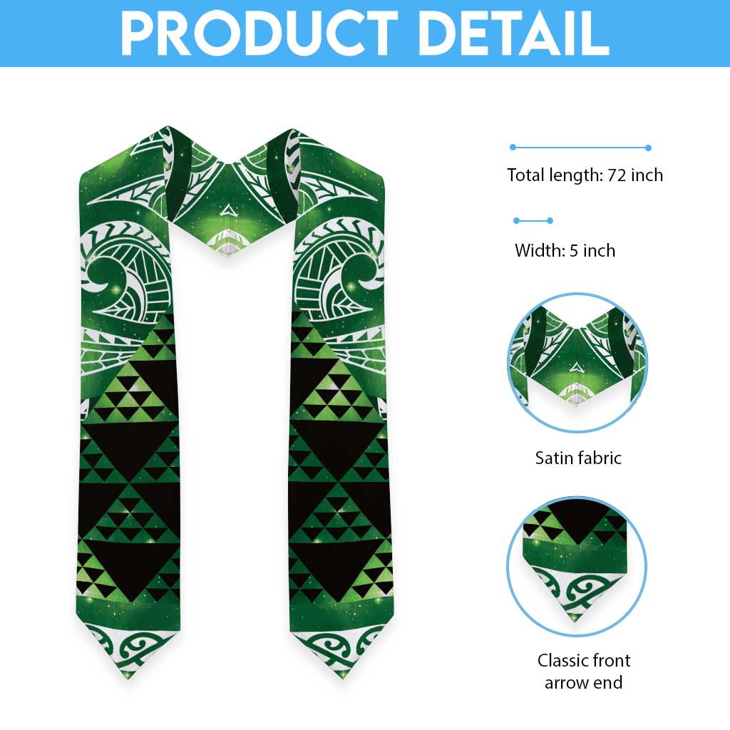 Matariki New Zealand Graduation Stole NZ Niho Taniwha Maori New Year Green Galaxy