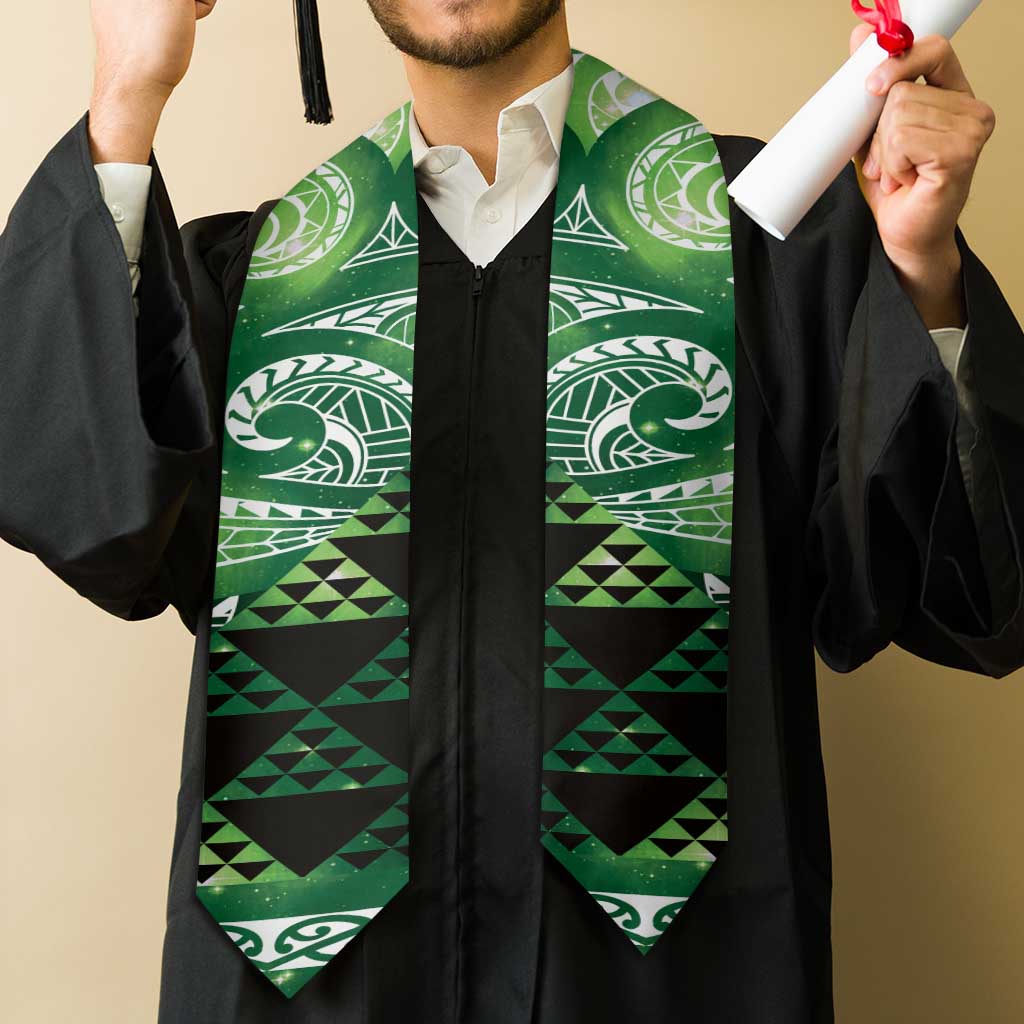 Matariki New Zealand Graduation Stole NZ Niho Taniwha Maori New Year Green Galaxy