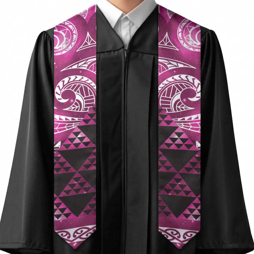 Matariki New Zealand Graduation Stole NZ Niho Taniwha Maori New Year Pink Galaxy LT14 - Polynesian Pride