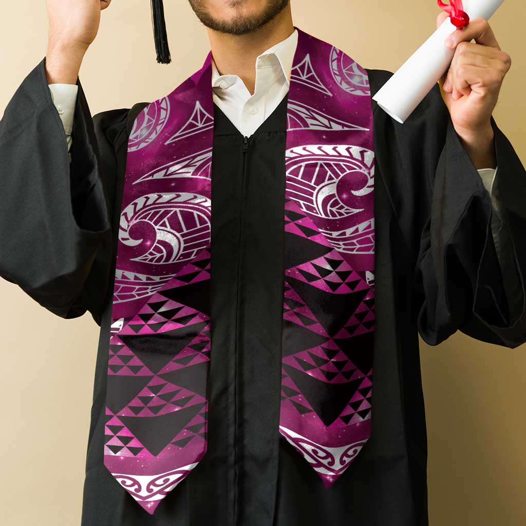 Matariki New Zealand Graduation Stole NZ Niho Taniwha Maori New Year Pink Galaxy LT14 - Polynesian Pride