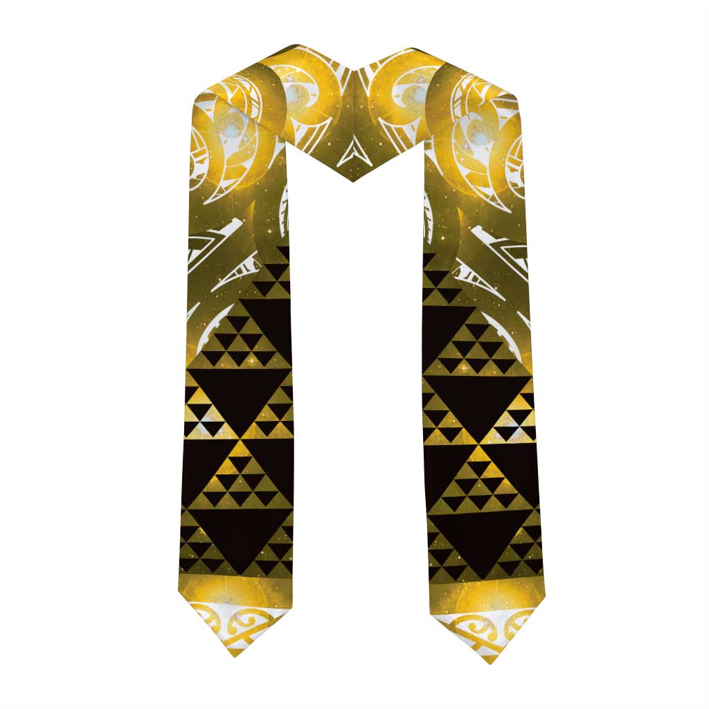 Matariki New Zealand Graduation Stole NZ Niho Taniwha Maori New Year Yellow Galaxy LT14 - Polynesian Pride