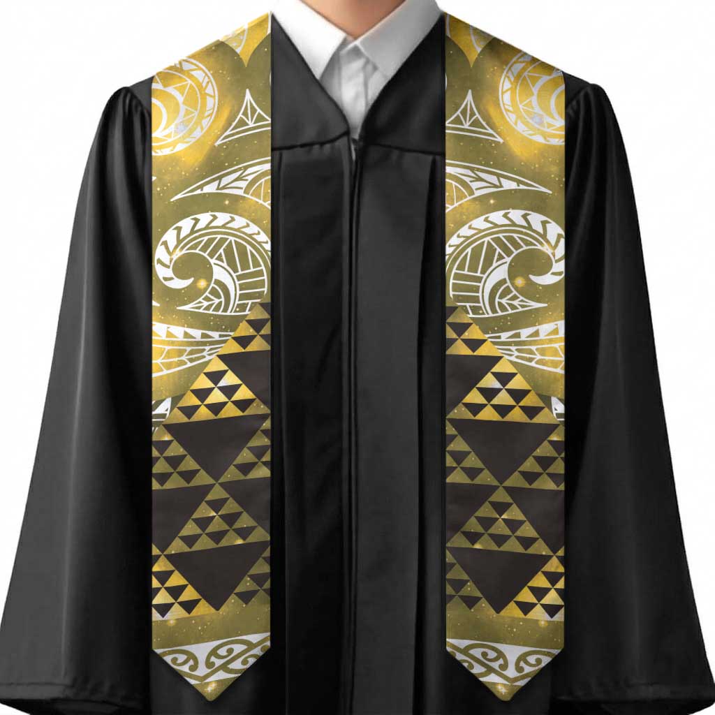 Matariki New Zealand Graduation Stole NZ Niho Taniwha Maori New Year Yellow Galaxy LT14 - Polynesian Pride
