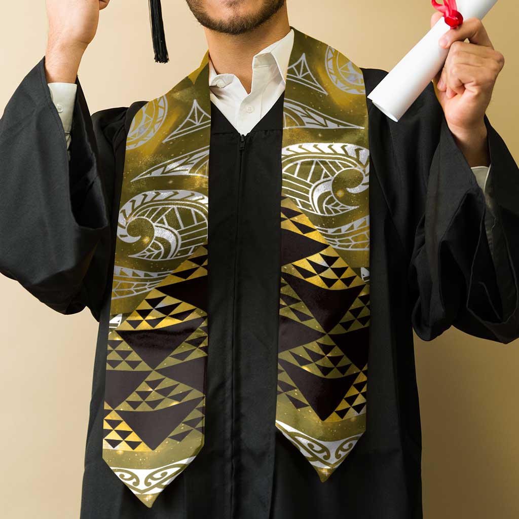 Matariki New Zealand Graduation Stole NZ Niho Taniwha Maori New Year Yellow Galaxy LT14 - Polynesian Pride