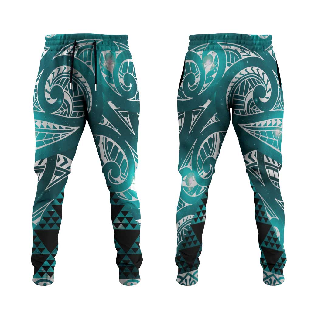Matariki New Zealand Jogger Pants NZ Niho Taniwha Maori New Year Cyan Galaxy LT14 Cyan - Polynesian Pride