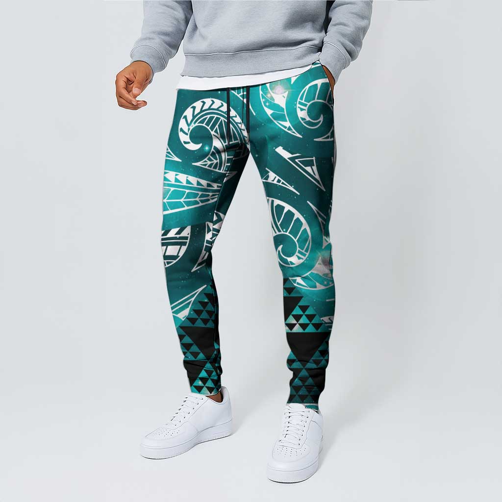 Matariki New Zealand Jogger Pants NZ Niho Taniwha Maori New Year Cyan Galaxy LT14 - Polynesian Pride