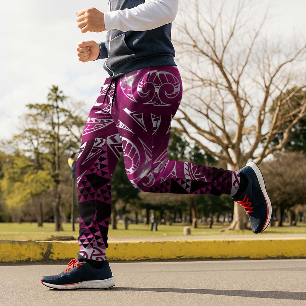 Matariki New Zealand Jogger Pants NZ Niho Taniwha Maori New Year Pink Galaxy LT14 - Polynesian Pride