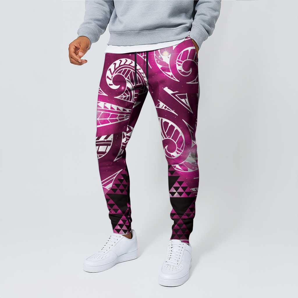 Matariki New Zealand Jogger Pants NZ Niho Taniwha Maori New Year Pink Galaxy LT14 - Polynesian Pride