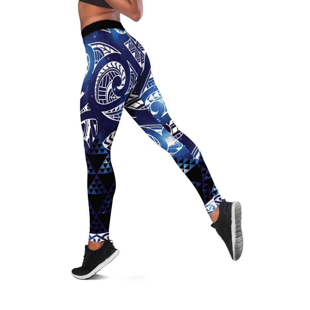 Matariki New Zealand Leggings NZ Niho Taniwha Maori New Year Blue Galaxy LT14 Blue - Polynesian Pride