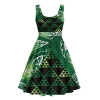 Matariki New Zealand Midi Dress NZ Niho Taniwha Maori New Year Green Galaxy LT14 - Polynesian Pride