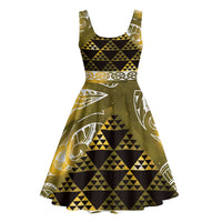 Matariki New Zealand Midi Dress NZ Niho Taniwha Maori New Year Yellow Galaxy LT14 - Polynesian Pride
