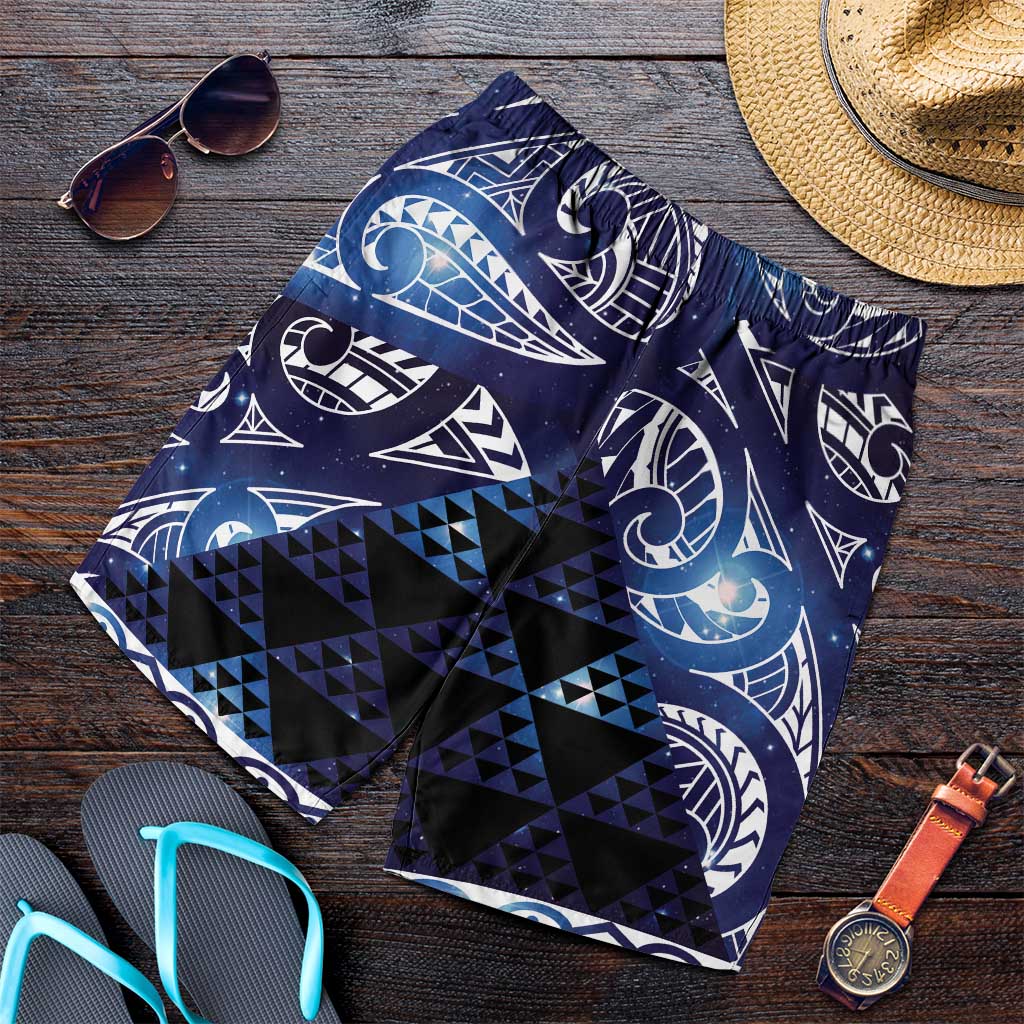 Matariki New Zealand Shorts for Men NZ Niho Taniwha Maori New Year Blue Galaxy LT14 Blue - Polynesian Pride