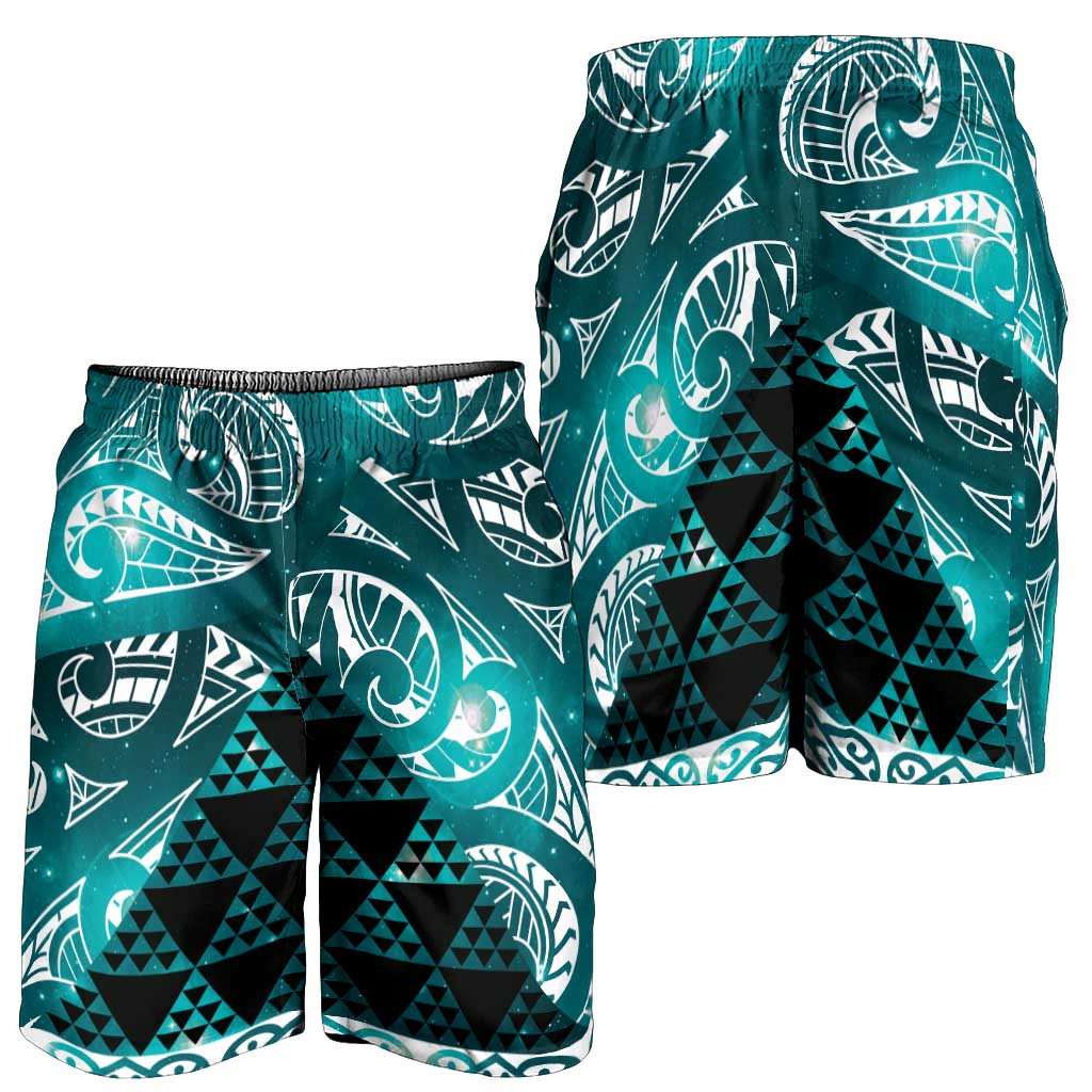 Matariki New Zealand Shorts for Men NZ Niho Taniwha Maori New Year Cyan Galaxy LT14 - Polynesian Pride