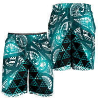 Matariki New Zealand Shorts for Men NZ Niho Taniwha Maori New Year Cyan Galaxy LT14 - Polynesian Pride