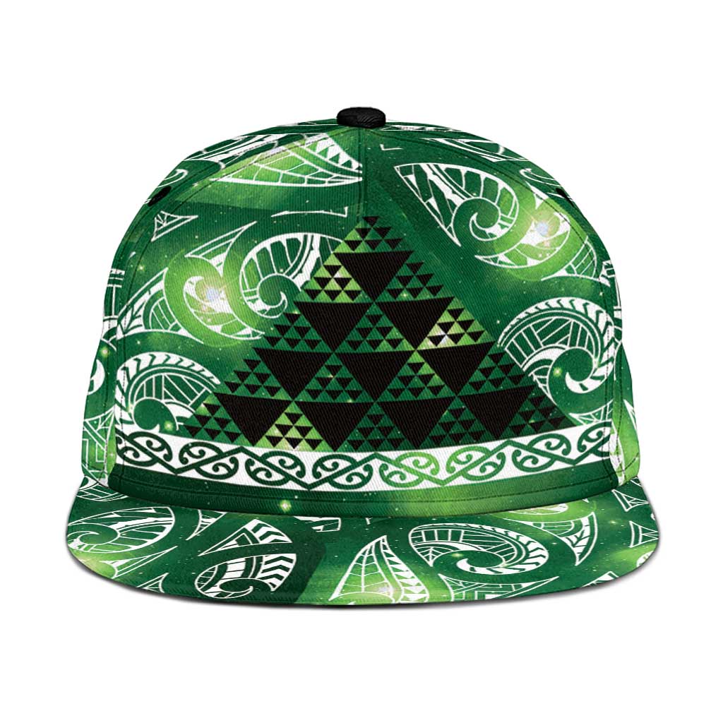 Matariki New Zealand Snapback Cap NZ Niho Taniwha Maori New Year Green Galaxy LT14 One Size Green - Polynesian Pride