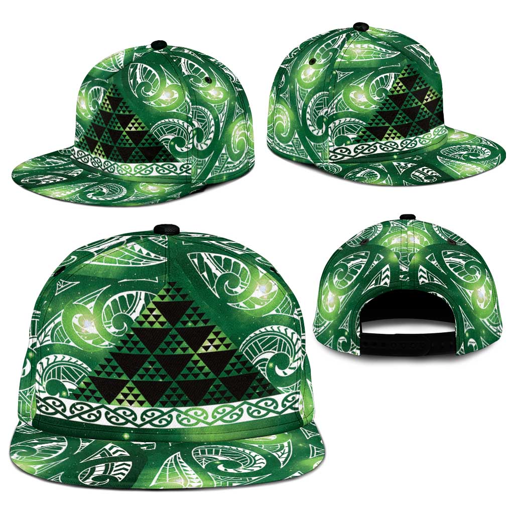 Matariki New Zealand Snapback Cap NZ Niho Taniwha Maori New Year Green Galaxy LT14 - Polynesian Pride