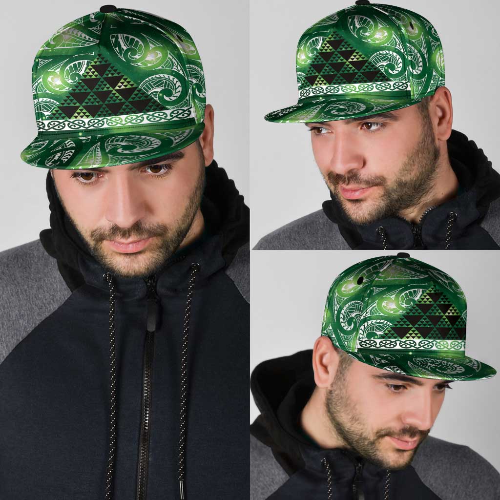 Matariki New Zealand Snapback Cap NZ Niho Taniwha Maori New Year Green Galaxy LT14 - Polynesian Pride