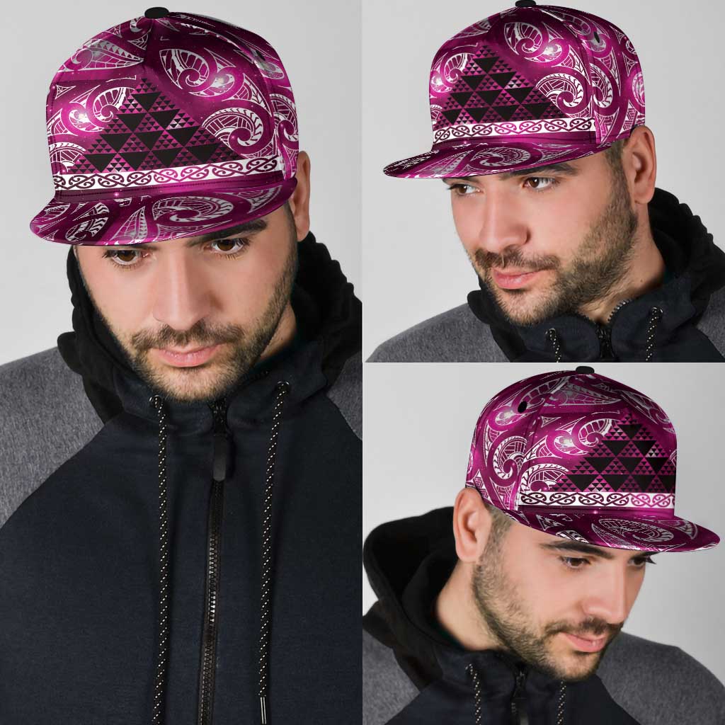 Matariki New Zealand Snapback Cap NZ Niho Taniwha Maori New Year Pink Galaxy LT14 - Polynesian Pride